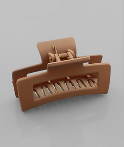 Rubber Coated Rectangle Claw Clip Brown