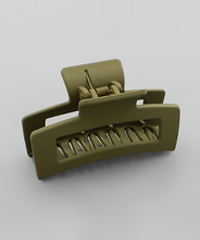Load image into Gallery viewer, Rubber Coated Rectangle Claw Clip Olive
