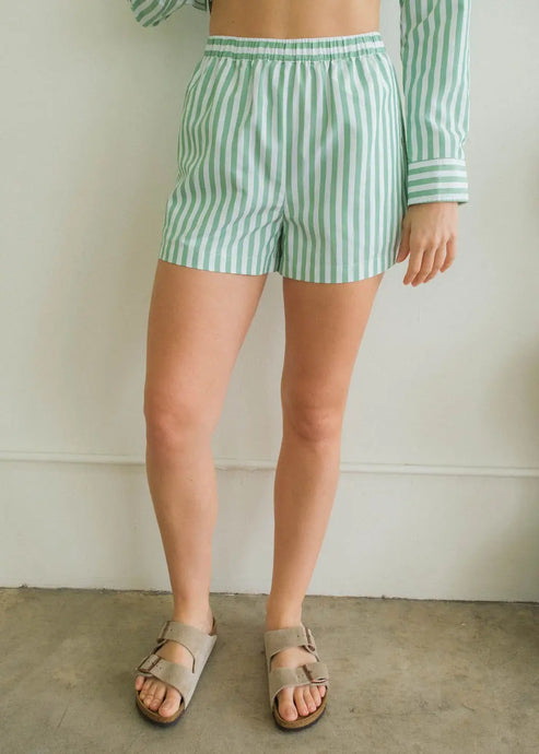 Sonny Striped Shorts - Sage Stripe