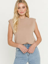 Load image into Gallery viewer, Knit Sweater Vest with Shoulder Pads Camel
