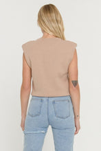Load image into Gallery viewer, Knit Sweater Vest with Shoulder Pads Camel Back View
