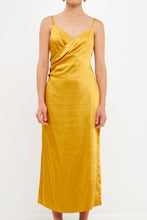 Load image into Gallery viewer, Wrap Over Satin Slip Dress - Gold
