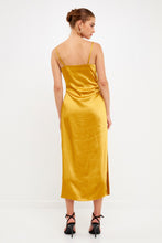 Load image into Gallery viewer, Wrap Over Satin Slip Dress - Gold
