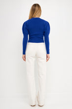 Load image into Gallery viewer, Puff Sleeve Crop Sweater - Royal Blue
