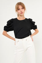 Load image into Gallery viewer, Pleated Puff Sleeve Top - Black
