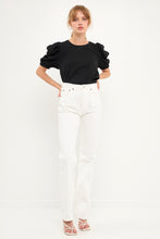 Load image into Gallery viewer, Pleated Puff Sleeve Top - Black
