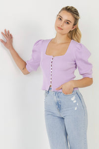 Baby Doll Button Sweater - Lilac