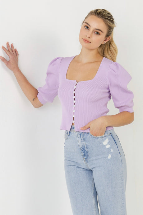 Baby Doll Button Sweater - Lilac