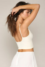 Load image into Gallery viewer, Seamless Ribbed V Neck Spaghetti Brami  Plunged back  1/4&quot; thick straps  Cream 
