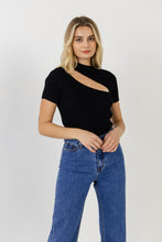 Load image into Gallery viewer, Cut Out Knit Top - White orr Black

