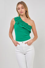 Load image into Gallery viewer, Ruffled Asymmetrical Bodysuit - Green
